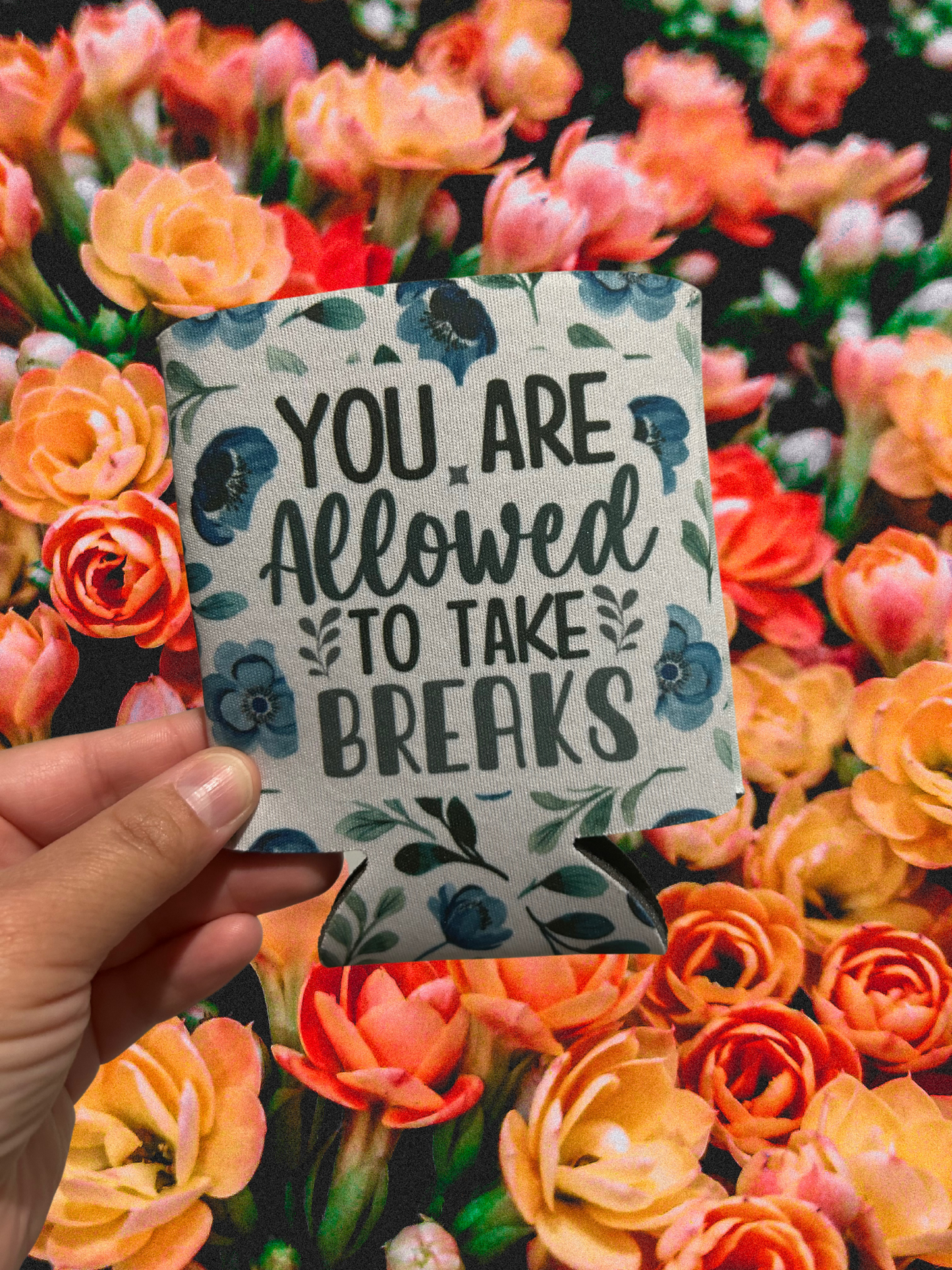 You Are Allowed To Take Breaks Mental Health Affirmation Can Cooler 12oz Neoprene Sleeve