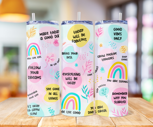 001 - Everything Will Be Okay Mental Health Affirmation Stainless Steel Tumbler 20oz